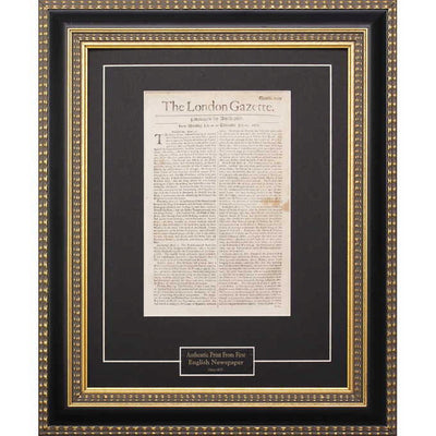 Framed London Gazette Newspaper - Creations and Collections