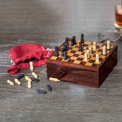 Wooden Travel Chess Game with Storage Box - Creations and Collections
