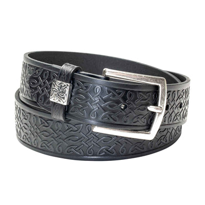 Celtic Weave Leather Belt- Black - Creations and Collections