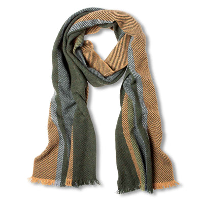 Brown Green Stripe Scarf - Creations and Collections