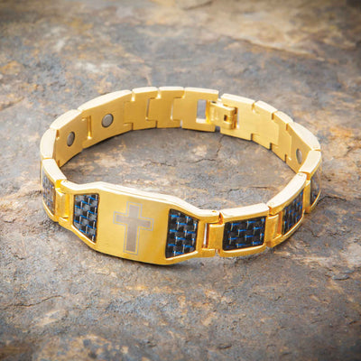 Gold and Blue Cross Bracelet - Creations and Collections