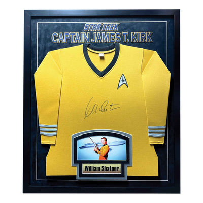 William Shatner Signed Star Trek Yellow Shirt Framed - Creations and Collections