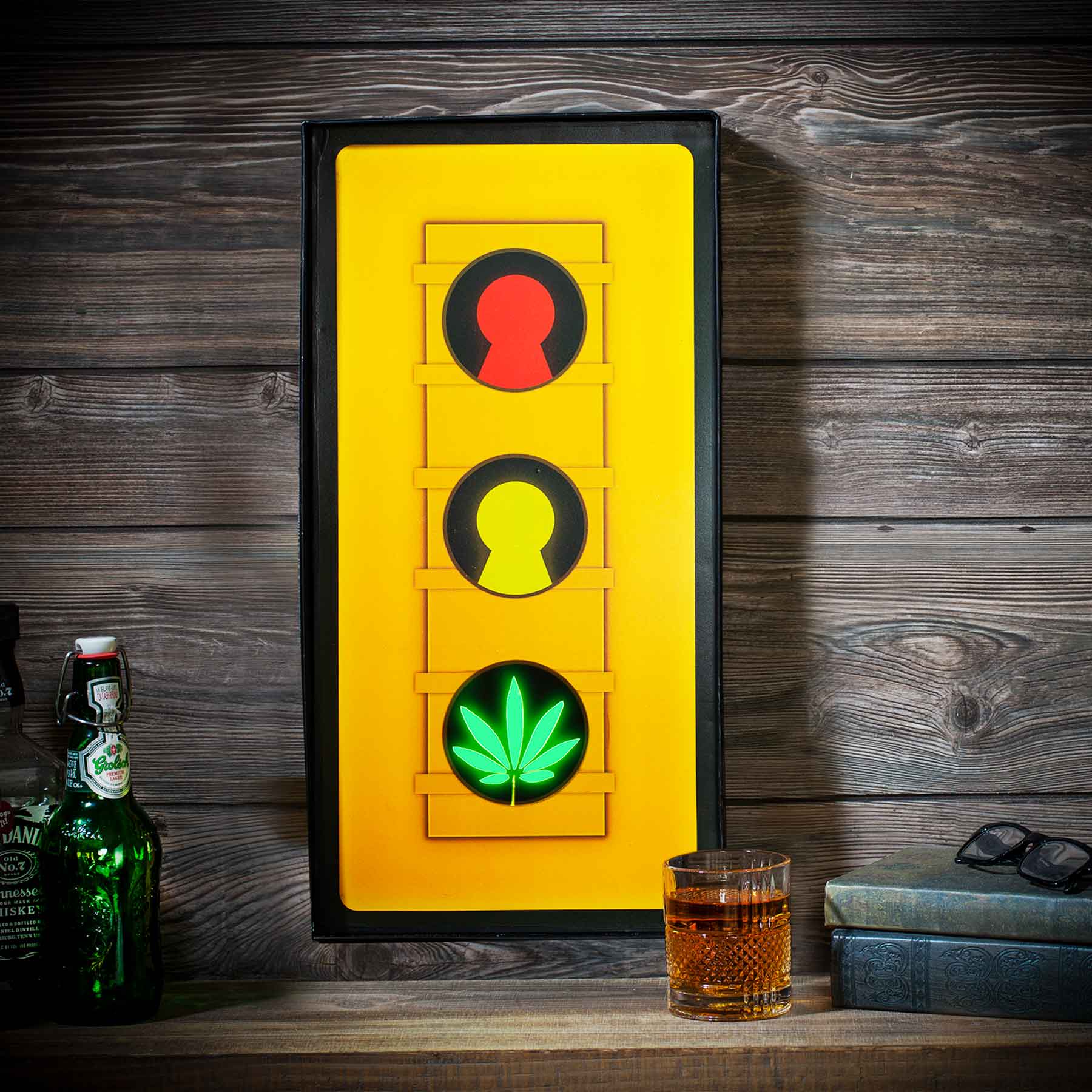 Weed Leaf Traffic Light LED Sign | Creations and Collections