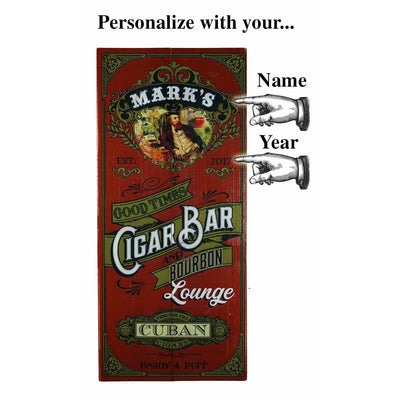 Personalized Cigar Bar Plank Sign - Creations and Collections
