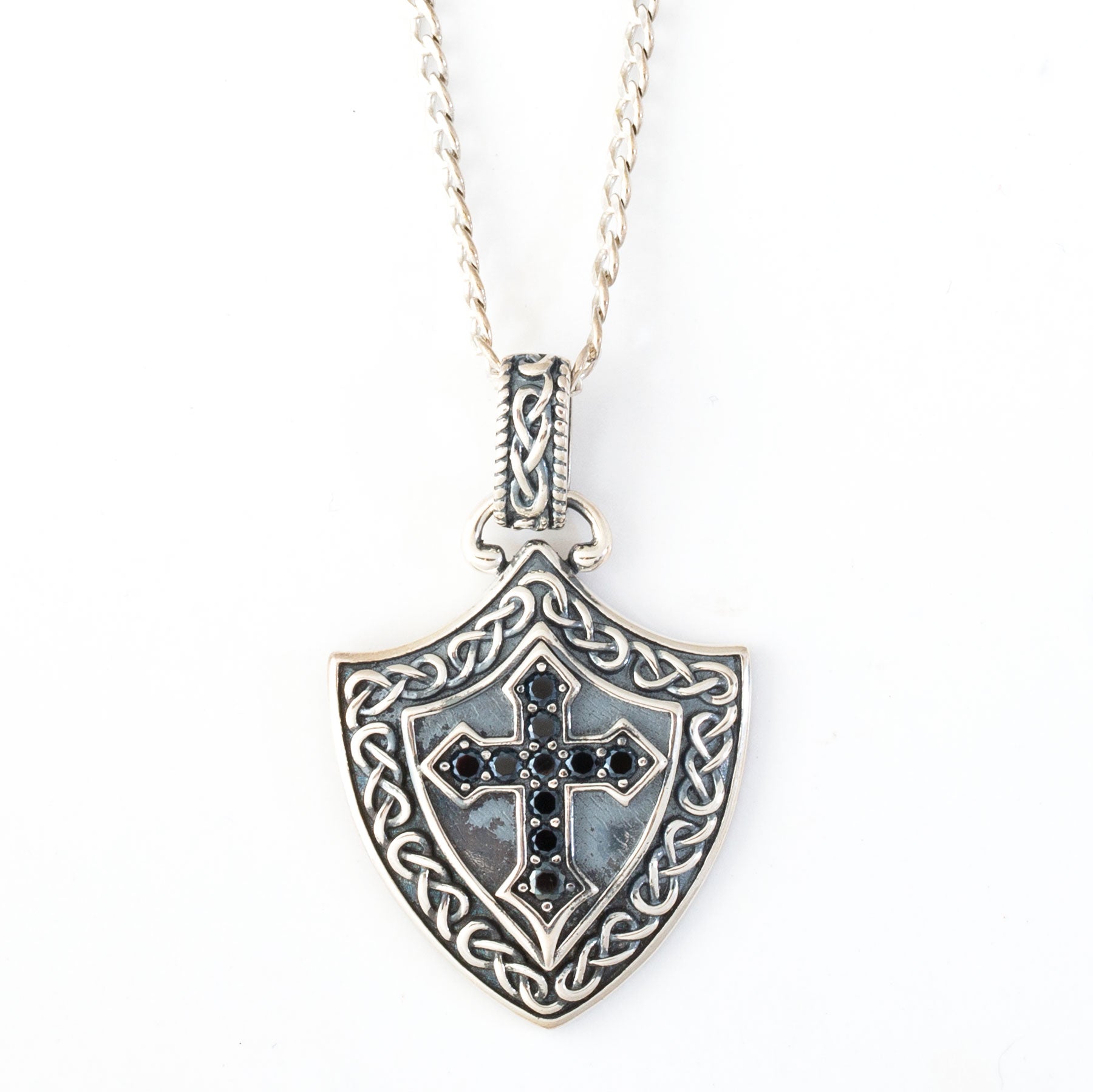 Men’s Black Celtic Cross Shield Necklace | Creations and Collections