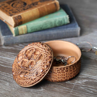 Round Alligator Skin Box - Creations and Collections