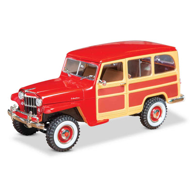 1955 Willys Jeep 4X4 Wagon - Red Woody 1:18 Scale Diecast Replica Model - Creations and Collections