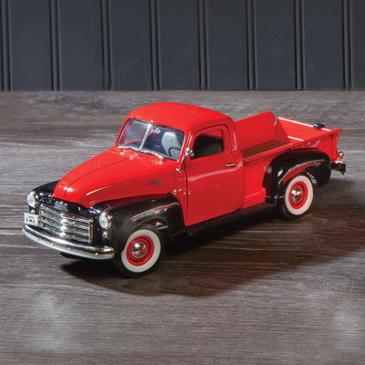 Classic style red and black GMC truck model