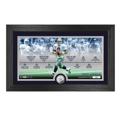 Troy Aikman Cowboys Career Timeline Silver Coin Pano Photo Mint - Creations and Collections