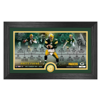 Brett Favre Career Timeline Bronze Coin Pano Photo Mint - Creations and Collections