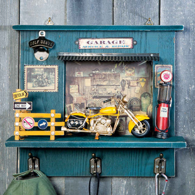 Vintage Harley Motorcycle Shadow Box and Key Rack - Creations and Collections