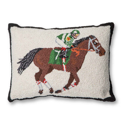 Equestrian Racer Hooked Wool Pillow - Creations and Collections