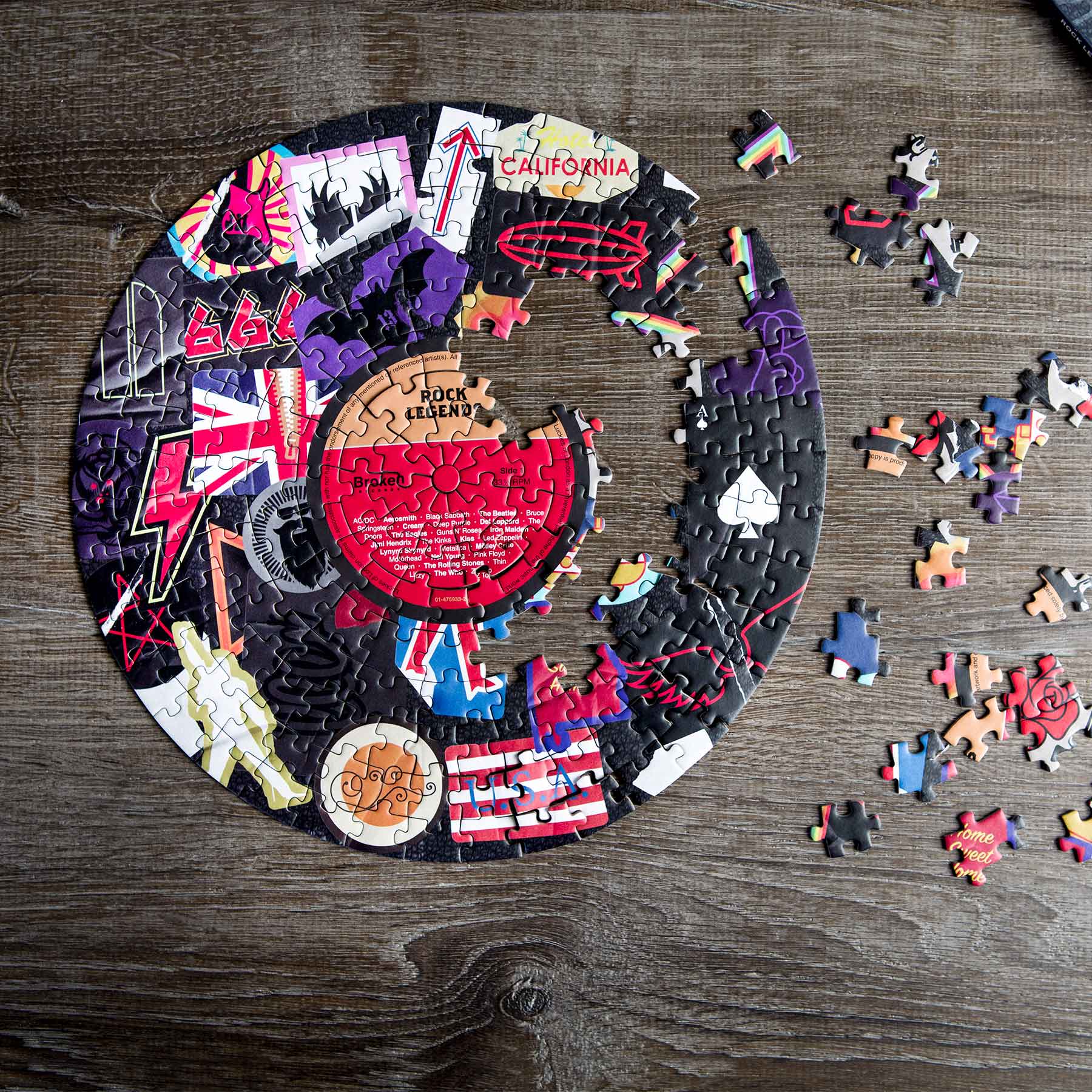 Broken Records Rock puzzel in de vorm van een vinylplaat