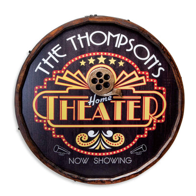 Personalized Home Theater Quarter Barrel Sign - Creations and Collections