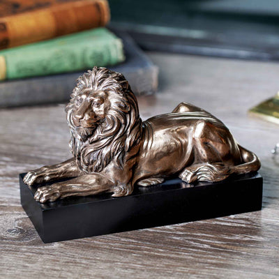 Lion Lying On Plinth Statue - Creations and Collections