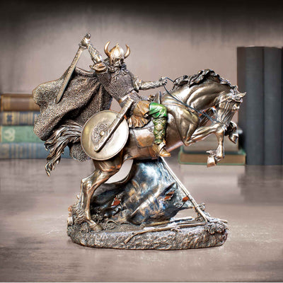 Viking On Rearing Horse Statue - Creations and Collections
