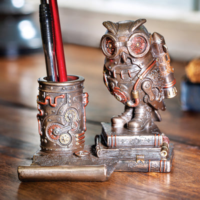Steampunk Owl Cell Phone Stand/Pen Holder - Creations and Collections