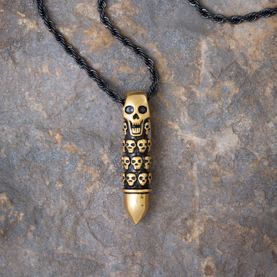 Crucible Gold IP Skull Capsule Bullet Necklace - Creations and Collections